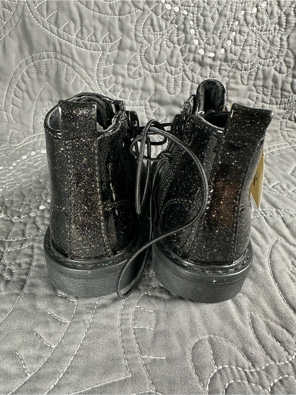 Thereabouts Toddler Girls Lil Reese Black Glittery Combat Boots NWT Size 5